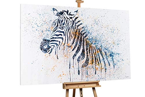 KunstLoft XXL Gemälde Zacky, The Zebra 180x120cm | Original handgemalte Bilder | Zebra Wildtier Schwarz Weiß | Leinwand-Bild Ölgemälde Einteilig groß | Modernes Kunst Ölbild
