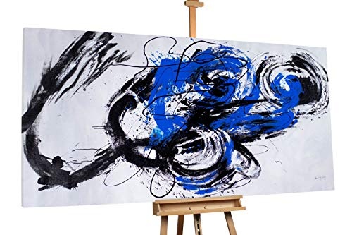 KunstLoft XXL Gemälde Nordwind 200x100cm | Original handgemalte Bilder | Abstrakt Schwarz Weiß Blau | Leinwand-Bild Ölgemälde Einteilig groß | Modernes Kunst Ölbild