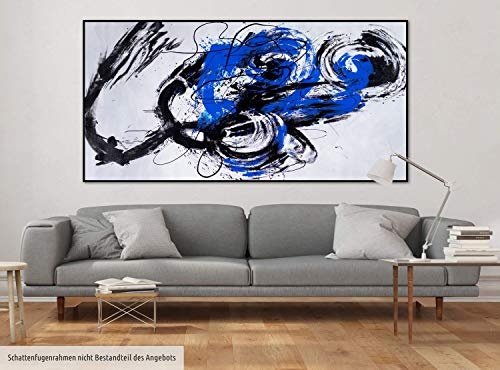 KunstLoft XXL Gemälde Nordwind 200x100cm | Original handgemalte Bilder | Abstrakt Schwarz Weiß Blau | Leinwand-Bild Ölgemälde Einteilig groß | Modernes Kunst Ölbild