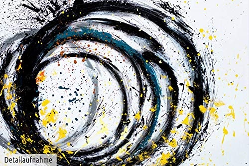 KunstLoft XXL Gemälde Ewiger Kreislauf 150x150cm | Original handgemalte Bilder | Abstrakt Kreis Schwarz Weiß | Leinwand-Bild Ölgemälde Einteilig groß | Modernes Kunst Ölbild