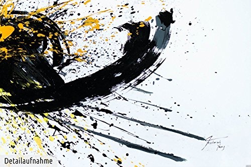 KunstLoft XXL Gemälde Tänzerisch 160x80cm | Original handgemalte Bilder | Abstrakt Weiß Schwarz Linie | Leinwand-Bild Ölfarbegemälde Einteilig groß | Modernes Kunst Ölfarbebild