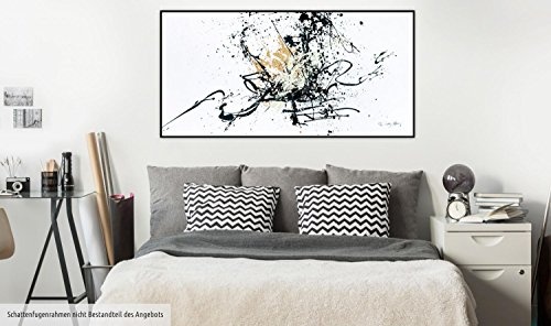 KunstLoft XXL Gemälde Tosender Applaus 160x80cm | Original handgemalte Bilder | Abstrakt Schwarz Weiß Braun | Leinwand-Bild Ölfarbegemälde Einteilig groß | Modernes Kunst Ölfarbebild