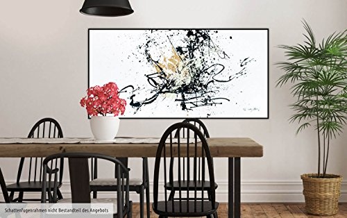 KunstLoft XXL Gemälde Tosender Applaus 160x80cm | Original handgemalte Bilder | Abstrakt Schwarz Weiß Braun | Leinwand-Bild Ölfarbegemälde Einteilig groß | Modernes Kunst Ölfarbebild