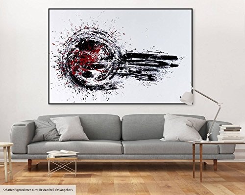 KunstLoft XXL Gemälde Highspeed 180x120cm | Original handgemalte Bilder | Abstrakt Weiß Schwarz Kreis | Leinwand-Bild Ölfarbegemälde Einteilig groß | Modernes Kunst Ölfarbebild