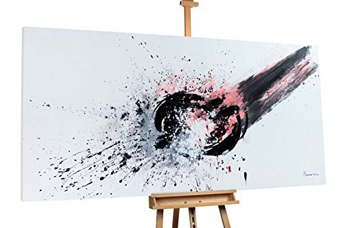 KunstLoft XXL Gemälde Schrei mit Schwung 200x100cm | Original handgemalte Bilder | Abstrakt Weiß Schwarz Rot | Leinwand-Bild Ölfarbegemälde Einteilig groß | Modernes Kunst Ölfarbebild