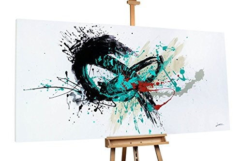 KunstLoft XXL Gemälde Adrenalinkick 200x100cm | Original handgemalte Bilder | Abstrakt Weiß Schwarz Bunt | Leinwand-Bild Ölfarbegemälde Einteilig groß | Modernes Kunst Ölfarbebild