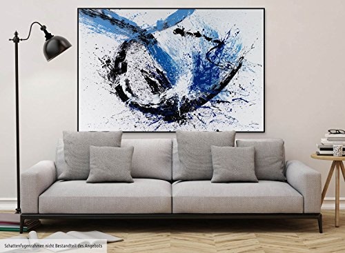 KunstLoft XXL Gemälde Ekstatischer Traum 180x120cm | Original handgemalte Bilder | Abstrakt Schwarz Weiß Blau | Leinwand-Bild Ölfarbegemälde Einteilig groß | Modernes Kunst Ölfarbebild