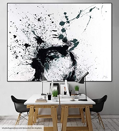 KunstLoft XXL Gemälde Unrestrained 200x150cm | original handgemalte Bilder | Abstrakt Weiß Schwarz Grau | Leinwand-Bild Ölfarbegemälde einteilig groß | Modernes Kunst Ölfarbebild