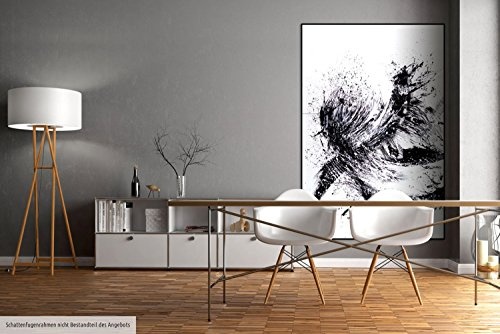 KunstLoft® XXL Gemälde Sanfte Schwingen 120x180cm | original handgemalte Bilder | Abstrakt Schwarz Weiß Striche | Leinwand-Bild Ölfarbegemälde einteilig groß | Modernes Kunst Ölfarbebild