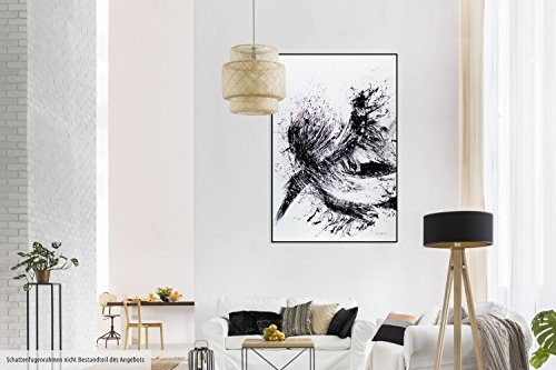 KunstLoft® XXL Gemälde Sanfte Schwingen 120x180cm | original handgemalte Bilder | Abstrakt Schwarz Weiß Striche | Leinwand-Bild Ölfarbegemälde einteilig groß | Modernes Kunst Ölfarbebild