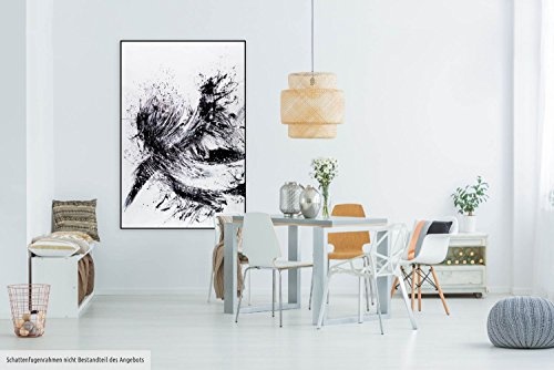 KunstLoft® XXL Gemälde Sanfte Schwingen 120x180cm | original handgemalte Bilder | Abstrakt Schwarz Weiß Striche | Leinwand-Bild Ölfarbegemälde einteilig groß | Modernes Kunst Ölfarbebild