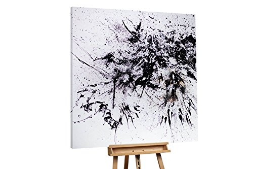 KunstLoft® XXL Gemälde I-Tüpfelchen 150x150cm | original handgemalte Bilder | Abstrakt Schwarz Weiß Farbkleckse | Leinwand-Bild Ölgemälde einteilig groß | Modernes Kunst Ölbild