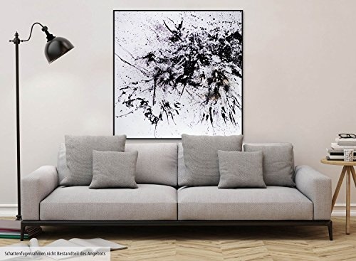 KunstLoft® XXL Gemälde I-Tüpfelchen 150x150cm | original handgemalte Bilder | Abstrakt Schwarz Weiß Farbkleckse | Leinwand-Bild Ölgemälde einteilig groß | Modernes Kunst Ölbild