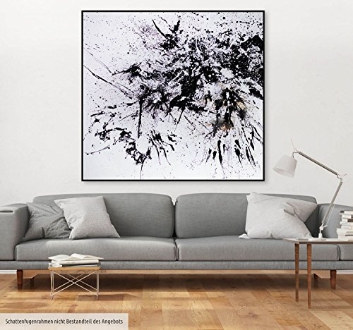 KunstLoft® XXL Gemälde I-Tüpfelchen 150x150cm | original handgemalte Bilder | Abstrakt Schwarz Weiß Farbkleckse | Leinwand-Bild Ölgemälde einteilig groß | Modernes Kunst Ölbild