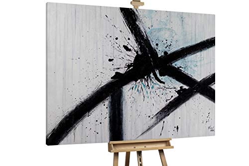 KunstLoft® XXL Gemälde Reißende Stränge 200x150cm | original handgemalte Bilder | Linien Abstrakt Weiß Schwarz | Leinwand-Bild Ölgemälde einteilig groß | Modernes Kunst Ölbild