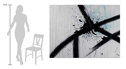 KunstLoft® XXL Gemälde Reißende Stränge 200x150cm | original handgemalte Bilder | Linien Abstrakt Weiß Schwarz | Leinwand-Bild Ölgemälde einteilig groß | Modernes Kunst Ölbild