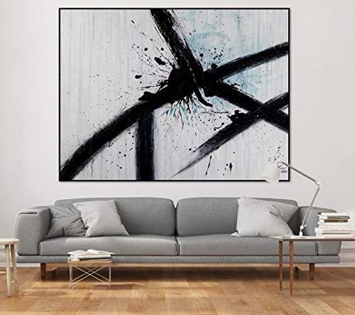 KunstLoft® XXL Gemälde Reißende Stränge 200x150cm | original handgemalte Bilder | Linien Abstrakt Weiß Schwarz | Leinwand-Bild Ölgemälde einteilig groß | Modernes Kunst Ölbild