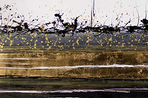 KunstLoft® XXL Gemälde The Right Path 200x100cm | original handgemalte Bilder | Linien Tropfen Weiß Schwarz | Leinwand-Bild Ölgemälde einteilig groß | Modernes Kunst Ölbild