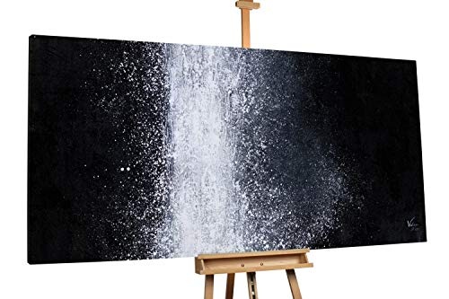 KunstLoft® XXL Gemälde Rauschende Kälte 200x100cm | original handgemalte Bilder | Abstrakt Farbkleckse Schwarz Weiß | Leinwand-Bild Ölgemälde einteilig groß | Modernes Kunst Ölbild