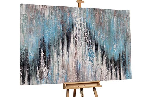 KunstLoft® XXL Gemälde Eisiger Berg 180x120cm | original handgemalte Bilder | Abstrakt Blau Weiß Schwarz | Leinwand-Bild Ölgemälde einteilig groß | Modernes Kunst Ölbild