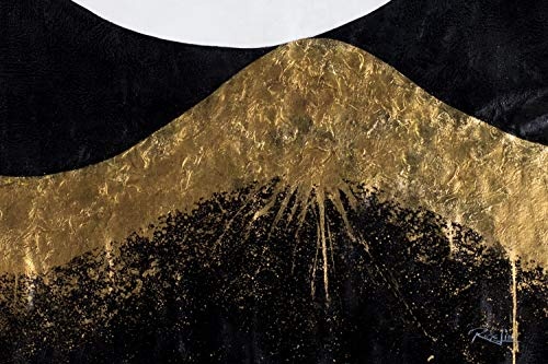 KunstLoft® XXL Gemälde Goldene Wüste 200x150cm | original handgemalte Bilder | Berge Gold Schwarz Weiß | Leinwand-Bild Ölgemälde einteilig groß | Modernes Kunst Ölbild
