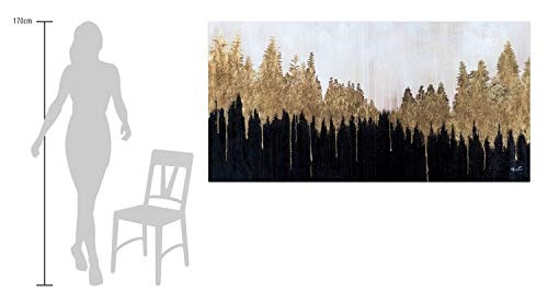 KunstLoft® XXL Gemälde Herbstzauber 200x100cm | original handgemalte Bilder | Abstrakt Gold Schwarz Weiß | Leinwand-Bild Ölgemälde einteilig groß | Modernes Kunst Ölbild