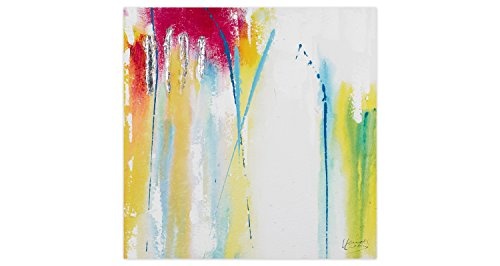 KunstLoft Acryl Gemälde Verlaufen 50x50cm | original handgemalte Leinwand Bilder XXL | Abstrake Kunst in Pink Gelb | Wandbild Acrylbild moderne Kunst einteilig mit Rahmen
