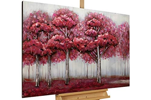 KunstLoft Extravagantes Metallbild 3D Waldharmonie 120x80x5cm | Design Wanddeko XXL handgefertigt | Unikat Luxus Wandskulptur | Bäume Pink Grau | Wandbild Relief modern