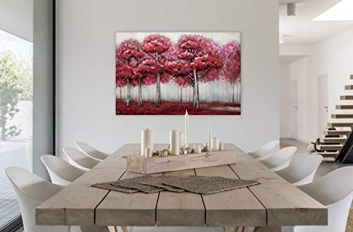 KunstLoft Extravagantes Metallbild 3D Waldharmonie 120x80x5cm | Design Wanddeko XXL handgefertigt | Unikat Luxus Wandskulptur | Bäume Pink Grau | Wandbild Relief modern