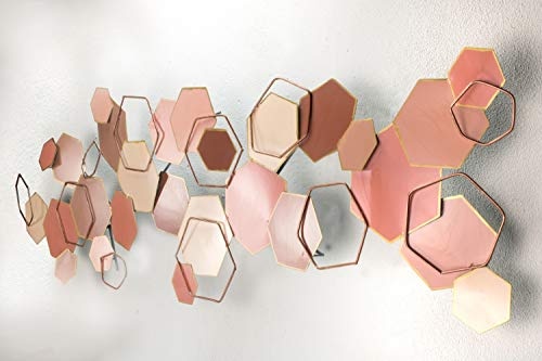 KunstLoft Extravagante Metall Wandskulptur Pink Composition 150x50x6cm | Design Wanddeko XXL handgefertigt | Luxus Metallbild Wandrelief | Abstrakt Formen Pink | Wandbild modern