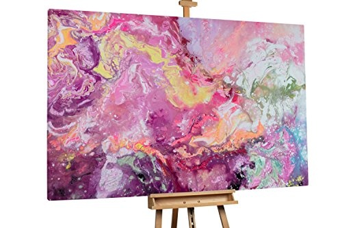 KunstLoft® XXL Gemälde Think Pink 180x120cm | original handgemalte Bilder | Abstrakt Rosa Lila Pink | Leinwand-Bild Ölgemälde einteilig groß | Modernes Kunst Ölbild
