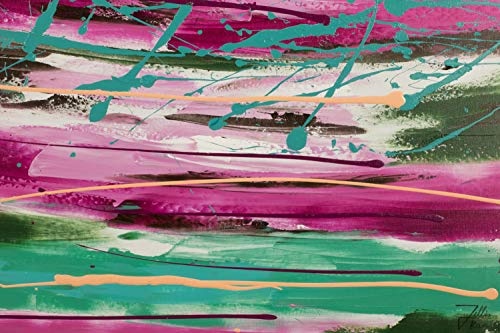 KunstLoft® Acryl Gemälde Mode verbindet 75x100cm | original handgemalte Leinwand Bilder XXL | Abstrakt Streifen Pink Bunt | Wandbild Acrylbild Moderne Kunst einteilig mit Rahmen