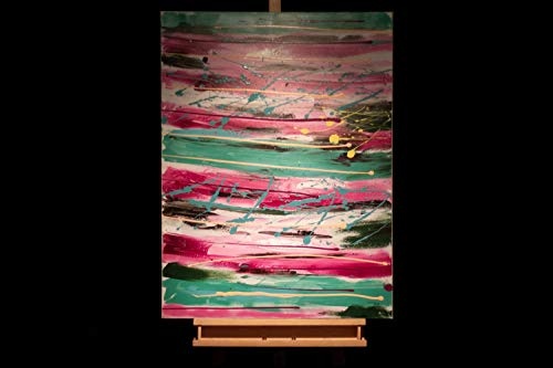 KunstLoft® Acryl Gemälde Mode verbindet 75x100cm | original handgemalte Leinwand Bilder XXL | Abstrakt Streifen Pink Bunt | Wandbild Acrylbild Moderne Kunst einteilig mit Rahmen