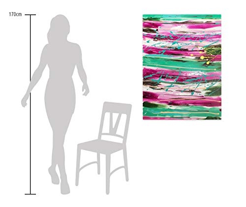 KunstLoft® Acryl Gemälde Mode verbindet 75x100cm | original handgemalte Leinwand Bilder XXL | Abstrakt Streifen Pink Bunt | Wandbild Acrylbild Moderne Kunst einteilig mit Rahmen