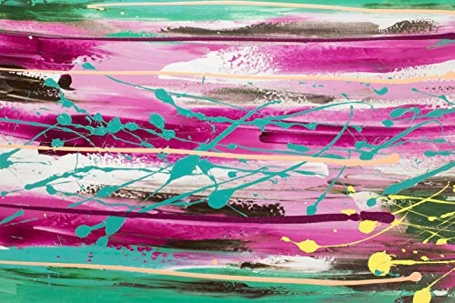 KunstLoft® Acryl Gemälde Mode verbindet 75x100cm | original handgemalte Leinwand Bilder XXL | Abstrakt Streifen Pink Bunt | Wandbild Acrylbild Moderne Kunst einteilig mit Rahmen