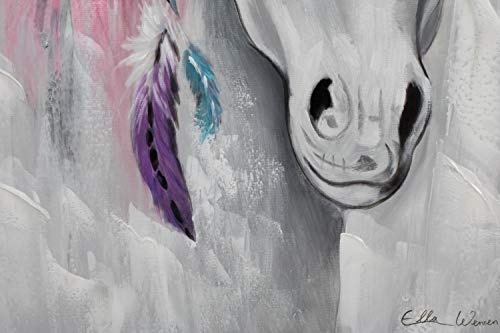 KunstLoft® Acryl Gemälde Young Fantasy 60x90cm | original handgemalte Leinwand Bilder XXL | Modern Einhorn Pink Grau | Wandbild Acrylbild Moderne Kunst einteilig mit Rahmen