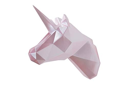 KunstLoft® Skulptur Pretty Unicorn 36x17x40cm | Moderne Kunststein-Figur | Einhorn Kopf Deko Pink | Statue als Unikat - Handgefertigtes Kunstwerk | Schöne Wohnzimmer-Dekoration