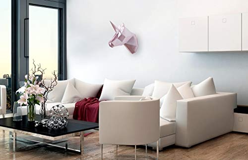 KunstLoft® Skulptur Pretty Unicorn 36x17x40cm | Moderne Kunststein-Figur | Einhorn Kopf Deko Pink | Statue als Unikat - Handgefertigtes Kunstwerk | Schöne Wohnzimmer-Dekoration