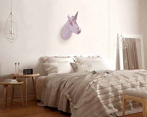 KunstLoft® Skulptur Pretty Unicorn 36x17x40cm | Moderne Kunststein-Figur | Einhorn Kopf Deko Pink | Statue als Unikat - Handgefertigtes Kunstwerk | Schöne Wohnzimmer-Dekoration