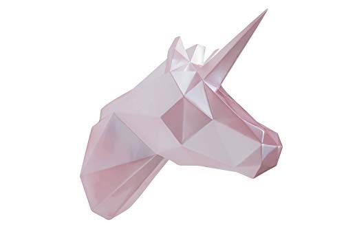 KunstLoft® Skulptur Pretty Unicorn 36x17x40cm | Moderne Kunststein-Figur | Einhorn Kopf Deko Pink | Statue als Unikat - Handgefertigtes Kunstwerk | Schöne Wohnzimmer-Dekoration