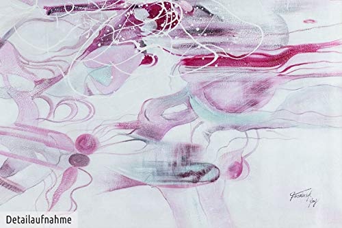 KunstLoft XXL Gemälde Rosenduft 200x100cm | Original handgemalte Bilder | Abstrakt Pink Weiß | Leinwand-Bild Ölgemälde Einteilig groß | Modernes Kunst Ölbild