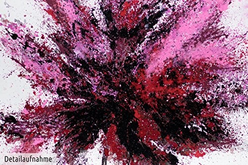KunstLoft® XXL Gemälde Herbsterwachen 150x200cm | original handgemalte Bilder | Abstrakt Rot Weiß Pink Blatt | Leinwand-Bild Ölfarbegemälde einteilig groß | Modernes Kunst Ölfarbebild