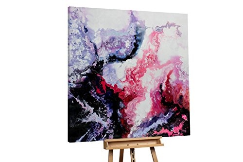 KunstLoft® XXL Gemälde Poisonous 150x150cm | original handgemalte Bilder | Abstrakt Pink Schwarz Blau | Leinwand-Bild Ölfarbegemälde einteilig groß | Modernes Kunst Ölfarbebild