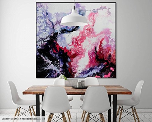 KunstLoft® XXL Gemälde Poisonous 150x150cm | original handgemalte Bilder | Abstrakt Pink Schwarz Blau | Leinwand-Bild Ölfarbegemälde einteilig groß | Modernes Kunst Ölfarbebild