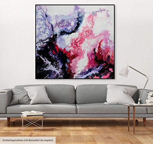 KunstLoft® XXL Gemälde Poisonous 150x150cm | original handgemalte Bilder | Abstrakt Pink Schwarz Blau | Leinwand-Bild Ölfarbegemälde einteilig groß | Modernes Kunst Ölfarbebild