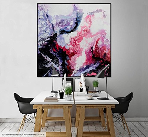 KunstLoft® XXL Gemälde Poisonous 150x150cm | original handgemalte Bilder | Abstrakt Pink Schwarz Blau | Leinwand-Bild Ölfarbegemälde einteilig groß | Modernes Kunst Ölfarbebild