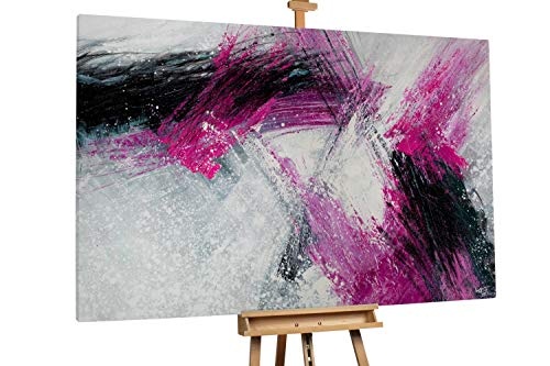 KunstLoft® XXL Gemälde Flut der Liebe 180x120cm | original handgemalte Bilder | Modern Abstrakt Pink Grau | Leinwand-Bild Ölgemälde einteilig groß | Modernes Kunst Ölbild