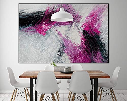 KunstLoft® XXL Gemälde Flut der Liebe 180x120cm | original handgemalte Bilder | Modern Abstrakt Pink Grau | Leinwand-Bild Ölgemälde einteilig groß | Modernes Kunst Ölbild