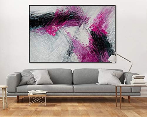 KunstLoft® XXL Gemälde Flut der Liebe 180x120cm | original handgemalte Bilder | Modern Abstrakt Pink Grau | Leinwand-Bild Ölgemälde einteilig groß | Modernes Kunst Ölbild