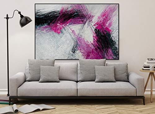 KunstLoft® XXL Gemälde Flut der Liebe 180x120cm | original handgemalte Bilder | Modern Abstrakt Pink Grau | Leinwand-Bild Ölgemälde einteilig groß | Modernes Kunst Ölbild